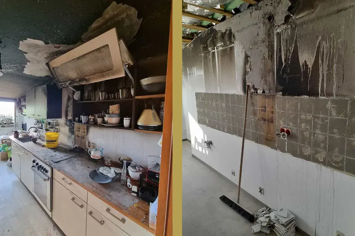 Entrümpelung einer beschädigten Küche nach Brand in Ravensburg inklusive Entsorgung von Möbeln und Elektrogeräten